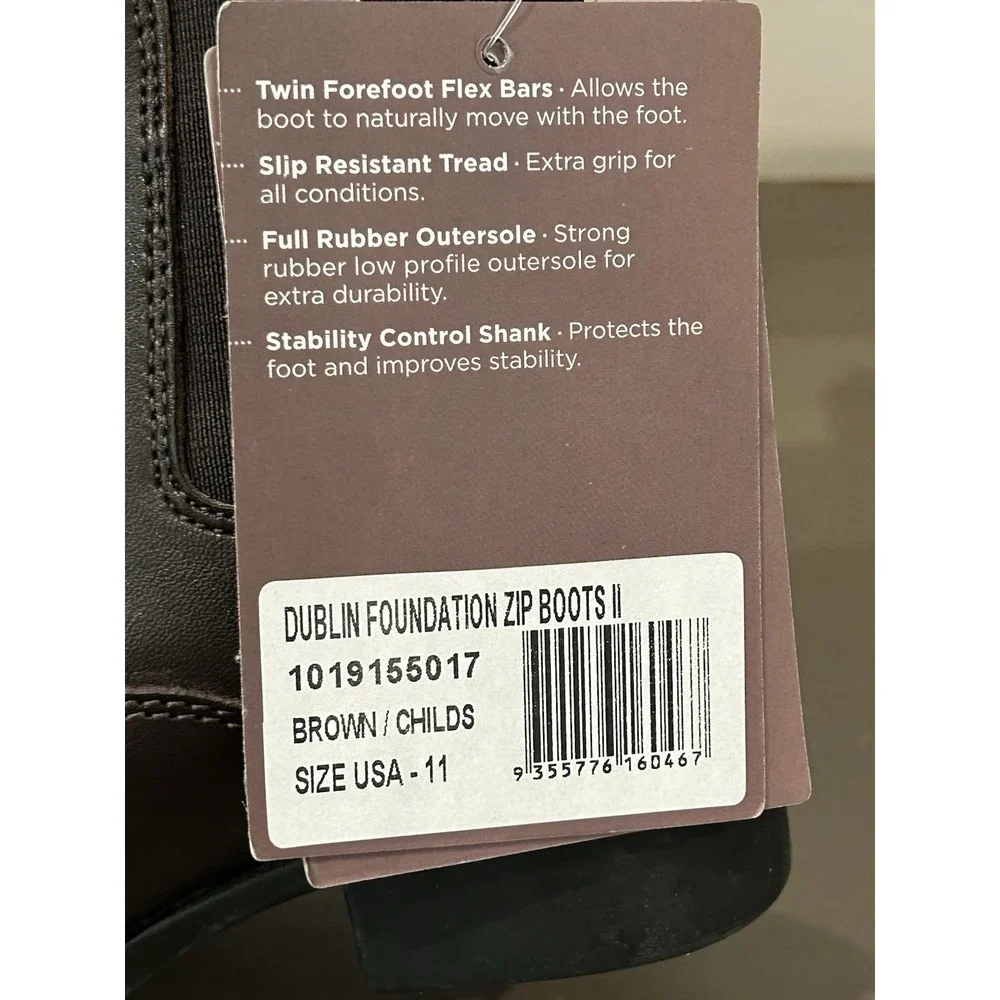 Dublin Kids Foundation Zip Paddock Boots II Brown Leather Equestrian‎ Boot Sz 11